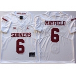 Oklahoma Sooners #6 Baker Mayfield White College Football Jersey