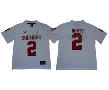 Sooners #2 Jalen Hurts White Jordan Brand Limited Stitched College Jersey