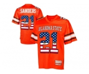 2016 US Flag Fashion Men's Oklahoma State Cowboys Barry Sanders #21 College Football Throwback Jersey - Orange