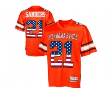 2016 US Flag Fashion Men's Oklahoma State Cowboys Barry Sanders #21 College Football Throwback Jersey - Orange