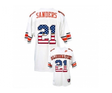 2016 US Flag Fashion Men's Oklahoma State Cowboys Barry Sanders #21 College Football Throwback Jersey - White