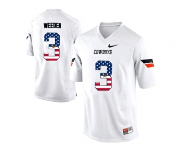 2016 US Flag Fashion Men's Oklahoma State Cowboys Brandon Weeden #3 Pro Combat College Football Jersey - White