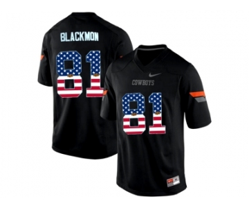 2016 US Flag Fashion Men's Oklahoma State Cowboys Justin Blackmon #81 Pro Combat College Football Jersey - Black