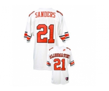 Men's Oklahoma State Cowboys Barry Sanders #21 College Football Throwback Jersey - White