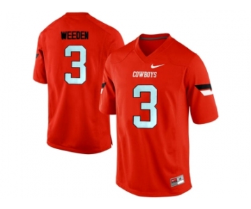 Men's Oklahoma State Cowboys Brandon Weeden #3 Pro Combat College Football Jersey - Orange