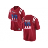 2016 US Flag Fashion Men's Ole Miss Rebels Chad Kelly #10 College Football Limited Jersey - Red