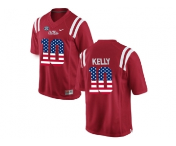 2016 US Flag Fashion Men's Ole Miss Rebels Chad Kelly #10 College Football Limited Jersey - Red