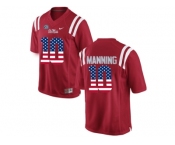 2016 US Flag Fashion Men's Ole Miss Rebels Eli Manning #10 College Alumni Football Limited Jersey - Red