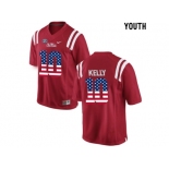 2016 US Flag Fashion Youth Ole Miss Rebels Chad Kelly #10 College Football Limited Jersey - Red