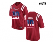 2016 US Flag Fashion Youth Ole Miss Rebels Chad Kelly #10 College Football Limited Jersey - Red