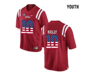 2016 US Flag Fashion Youth Ole Miss Rebels Chad Kelly #10 College Football Limited Jersey - Red