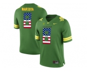 2016 US Flag Fashion 2016 Men's Oregon Duck Marcus Mariota #8 College Football Limited Jerseys - Apple Green