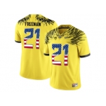 2016 US Flag Fashion 2016 Men's Oregon Duck Royce Freeman #21 College Football Electric Lightning Limited Jerseys - Yellow