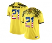 2016 US Flag Fashion 2016 Men's Oregon Duck Royce Freeman #21 College Football Electric Lightning Limited Jerseys - Yellow