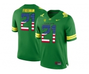 2016 US Flag Fashion 2016 Men's Oregon Duck Royce Freeman #21 College Football Limited Jerseys - Apple Green