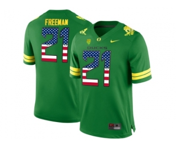 2016 US Flag Fashion 2016 Men's Oregon Duck Royce Freeman #21 College Football Limited Jerseys - Apple Green