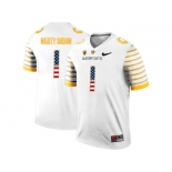 2016 US Flag Fashion 2016 Men's Oregon Ducks Spring Game Mighty Oregon #1 Webfoot 100th Rose Bowl Game Elite Jersey - White