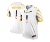 2016 US Flag Fashion 2016 Men's Oregon Ducks Spring Game Mighty Oregon #1 Webfoot 100th Rose Bowl Game Elite Jersey - White