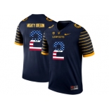 2016 US Flag Fashion 2016 Men's Oregon Ducks Spring Game Mighty Oregon #2 Webfoot 100th Rose Bowl Game Elite Jersey - Navy