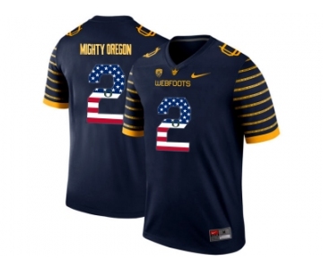 2016 US Flag Fashion 2016 Men's Oregon Ducks Spring Game Mighty Oregon #2 Webfoot 100th Rose Bowl Game Elite Jersey - Navy