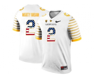 2016 US Flag Fashion 2016 Men's Oregon Ducks Spring Game Mighty Oregon #2 Webfoot 100th Rose Bowl Game Elite Jersey - White