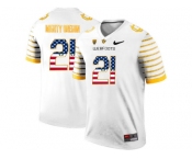 2016 US Flag Fashion 2016 Men's Oregon Ducks Spring Game Mighty Oregon #21 Webfoot 100th Rose Bowl Game Elite Jersey - White