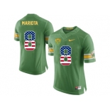 2016 US Flag Fashion Men's Oregon Duck Marcus Mariota #8 College Football 20th Anniversary Throwback Jerseys - Apple Green