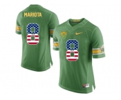 2016 US Flag Fashion Men's Oregon Duck Marcus Mariota #8 College Football 20th Anniversary Throwback Jerseys - Apple Green