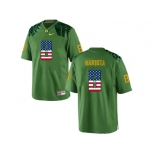 2016 US Flag Fashion Men's Oregon Duck Marcus Mariota #8 College Football Limited Jerseys - Apple Green