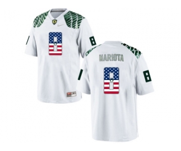 2016 US Flag Fashion Men's Oregon Duck Marcus Mariota #8 College Football Limited Jerseys - White