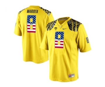 2016 US Flag Fashion Men's Oregon Duck Marcus Mariota #8 College Football Limited Jerseys - Yellow