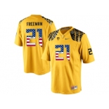 2016 US Flag Fashion Men's Oregon Ducks Royce Freeman #21 College Football Limited Jersey - Yellow