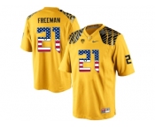 2016 US Flag Fashion Men's Oregon Ducks Royce Freeman #21 College Football Limited Jersey - Yellow