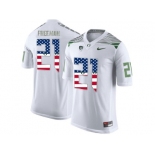 2016 US Flag Fashion Men's Oregon Ducks Royce Freeman #21 College Football Limited Jersey -White