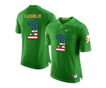 2016 US Flag Fashion Men's Oregon Ducks Vernon Adams Jr.#3 College Football Limited Jersey - Apple Green