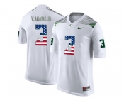 2016 US Flag Fashion Men's Oregon Ducks Vernon Adams Jr.#3 College Football Limited Jersey - White