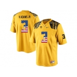 2016 US Flag Fashion Men's Oregon Ducks Vernon Adams Jr.#3 College Football Limited Jersey - Yellow