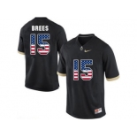 2016 US Flag Fashion Purdue Boilermakers Drew Brees #15 College Football Jersey - Black