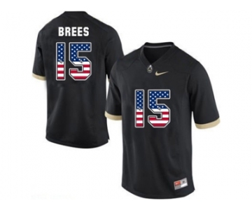 2016 US Flag Fashion Purdue Boilermakers Drew Brees #15 College Football Jersey - Black