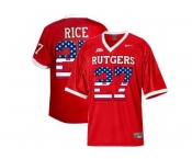 2016 US Flag Fashion Rutgers Scarlet Knights Ray Rice #27 Big East Patch College Football Jersey - Red