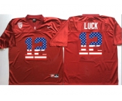 Stanford Cardinals #12 Andrew Luck Red USA Flag College Jersey