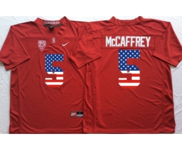 Stanford Cardinals #5 Christian McCaffrey Red USA Flag College Jersey