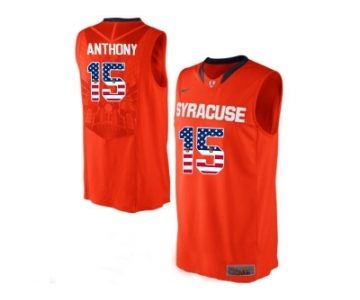 2016 US Flag Fashion Men's Syracuse Orange Camerlo Anthony #15 College Authentic Basketball Jersey - Orange