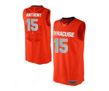 Men's Syracuse Orange Camerlo Anthony #15 College Authentic Basketball Jersey - Orange