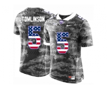 2016 US Flag Fashion Men's TCU Horned Frogs LaDainian Tomlinson #5 College Limited Football Jersey - Grey