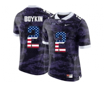 2016 US Flag Fashion Men's TCU Horned Frogs Trevone Boykin #2 College Limited Football Jersey - Purple