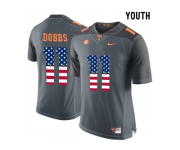 2016 US Flag Fashion 2016 Youth Tennessee Volunteers Joshua Dobbs #11 College Football Limited Jersey - Grey