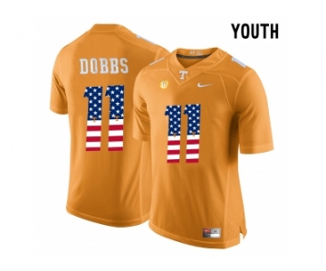 2016 US Flag Fashion 2016 Youth Tennessee Volunteers Joshua Dobbs #11 College Football Limited Jersey - Orange