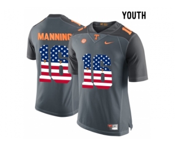 2016 US Flag Fashion 2016 Youth Tennessee Volunteers Peyton Manning #16 College Football Limited Jersey - Grey