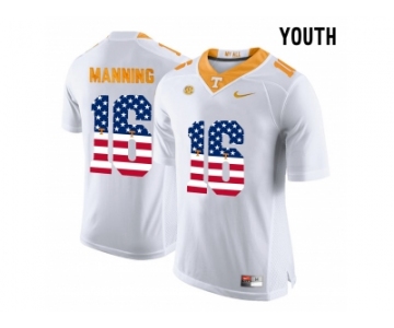 2016 US Flag Fashion 2016 Youth Tennessee Volunteers Peyton Manning #16 College Football Limited Jersey - White